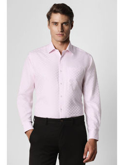 Van Heusen - Men Pink Regular Checks Full Sleeves Formal Shirt