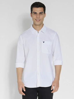 American Eagle - Men Solid White Slim Fit Poplin Everyday Button-Up Shirt