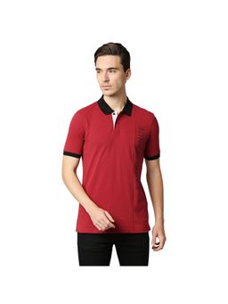 Park Avenue - Dark Red Printed Polo T-shirt