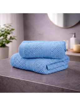 LANE LINEN - Colorado Luxury Cotton Blue Hand Towels (Pack of 2)