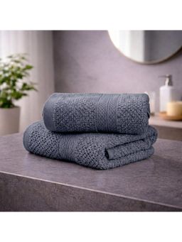 LANE LINEN - Colorado Luxury Cotton Grey Hand Towels (Pack of 2)