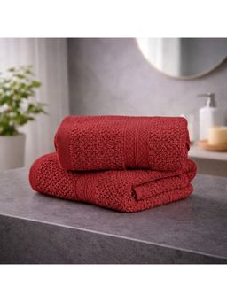 LANE LINEN - Colorado Luxury Cotton Red Hand Towels (Pack of 2)
