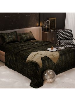 Stoa Paris - Poly Sateen Black Bedsheet With 2 Pillow Covers