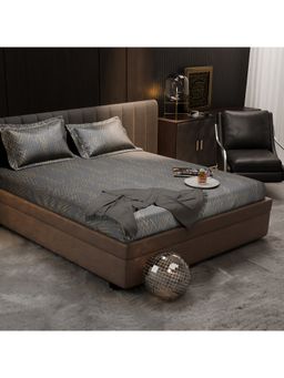 Stoa Paris - Starlit Night Tropez Poly Sateen Grey Bedsheet With 2 Pillow Covers