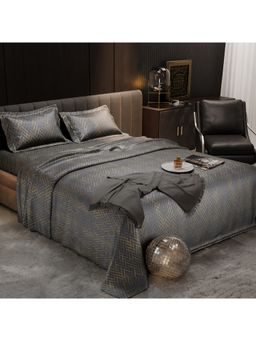 Stoa Paris - Tropez Poly Sateen Grey Bedsheet With 2 Pillow Covers