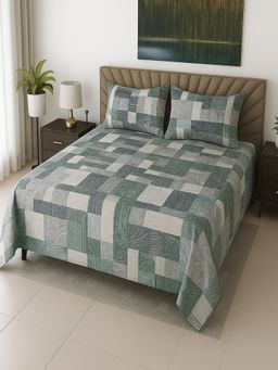Threadwear - Cotton Flat Bedsheet With 2 Pillow covers (Super King)