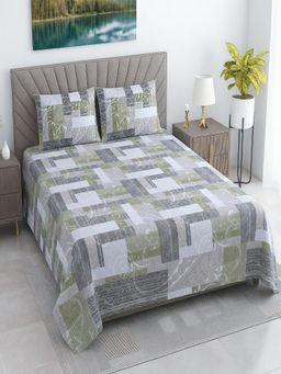 Threadwear - Multicolor Abstract Cotton Flat Bedsheet With 2 Pillow cover (Super King)