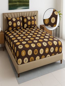 Threadwear - Floral 400 TC Cotton Fitted Bedsheet With 2 Pillow covers (Super King)