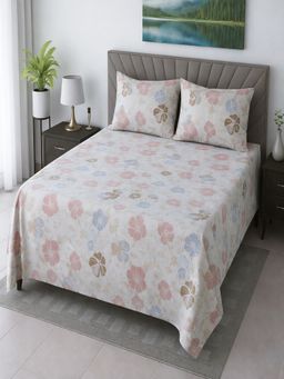 Threadwear - Cotton Flat Bedsheet With 2 Pillow cover (Queen)