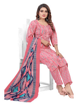 Rajnandini - Womens Pink PC Cotton Jaipuri Printed Kurta Pant with Dupatta (Set of 3)