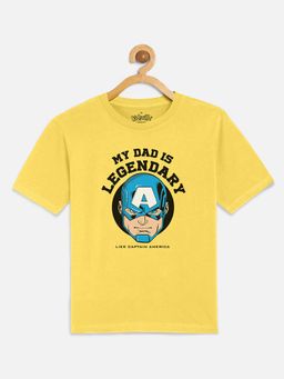 Kidsville - Captain America Printed Yellow T-Shirt for Boys