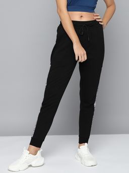 Alcis - Women Black Solid Slim-fit Training Joggers With Side Taping