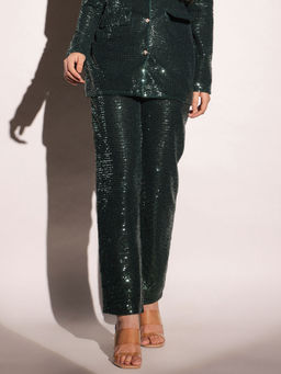 B'Infinite - Emerald Dazzling Green Straight Trousers