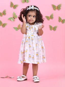 Polka Tots - Cotton Sleeveless Frock for Baby Girl with Elephant Print