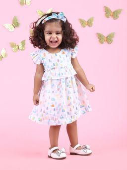 Polka Tots - Cotton Cap Sleeve Frock for Baby Girl with Tiny Town Print