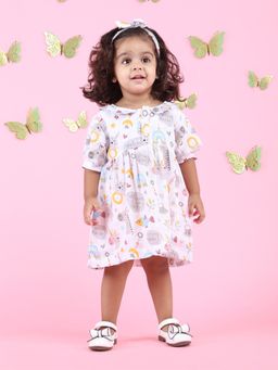 Polka Tots - Cotton Half Sleeve Frock for Baby Girl with Hello Baby Print
