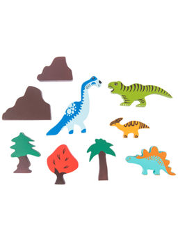 NESTA TOYS - Dinosaur Wooden Building Blocks 9 Piece Stacking Toy for Kids