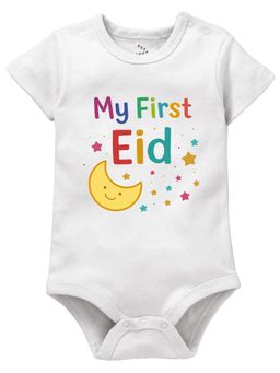 Zeezeezoo - My First Eid Color Baby Romper - White