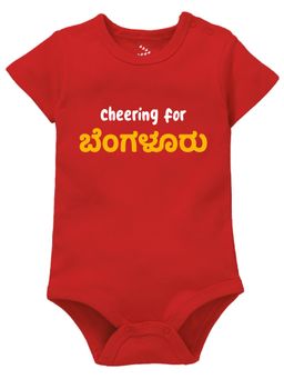 Zeezeezoo - IPL Theme Cheering For Bangaluru Kannad Baby Romper - Red