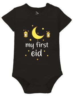Zeezeezoo - My First Eid Baby Boy Girl Romper - Black