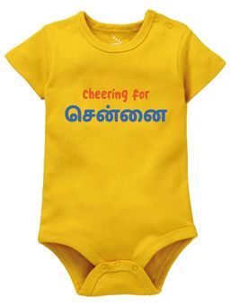 Zeezeezoo - IPL Theme Cheering For Chennai Tamil Baby Romper - Yellow