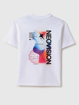 United Colors of Benetton - White Relaxed Fit Round Neck Graphic Print T-Shirt