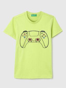 United Colors of Benetton - Green Regular Fit Round Neck Printed T-Shirt