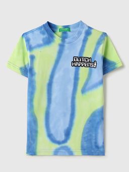 United Colors of Benetton - Green Relaxed Fit Round Neck Tie Dye T-Shirt