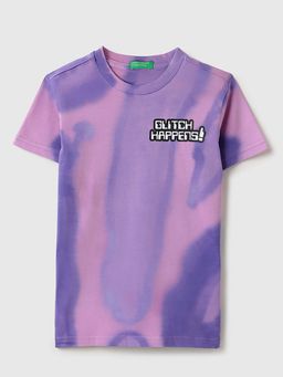 United Colors of Benetton - Purple Relaxed Fit Round Neck Tie Dye T-Shirt