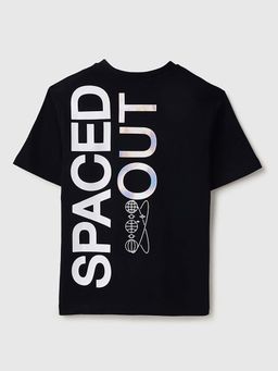 United Colors of Benetton - Black Relaxed Fit Round Neck Typographic Print T-Shirt