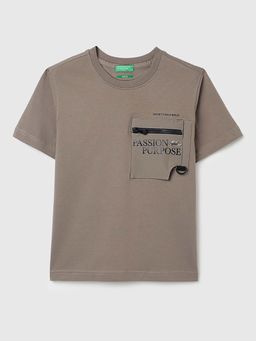 United Colors of Benetton - Brown Relaxed Fit Round Neck Solid T-Shirt