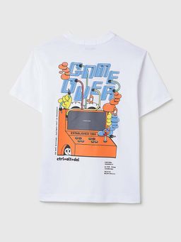 United Colors of Benetton - White Relaxed Fit Round Neck Printed T-Shirt