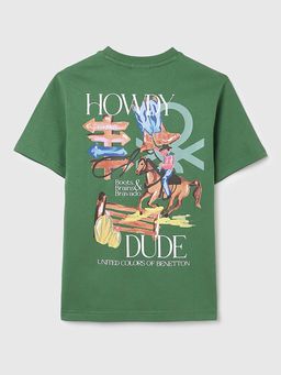 United Colors of Benetton - Green Relaxed Fit Round Neck Printed T-Shirt