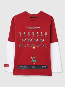 United Colors of Benetton - Red Regular Fit Round Neck Printed T-Shirt