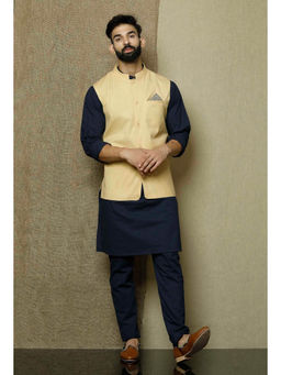 Tjori - Yellow Cotton Nehru Jacket