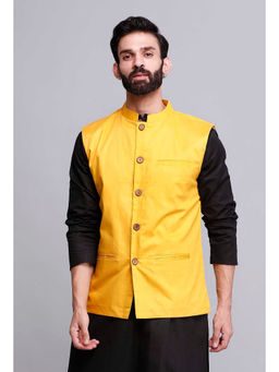 Tjori - Tuscan Yellow Cotton Nehru Jacket