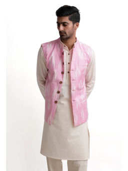 Tjori - Pastel Pink Ikat Nehru Jacket