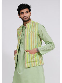 Tjori - Mint Green Stripe Nehru Jacket