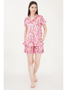 Urban Sundari - Pink Satin Regular Printed Nightsuit Set