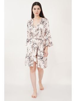 Urban Sundari - Peach Satin Regular Printed Nightsuit Set