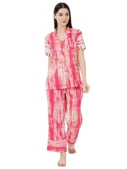 Urban Sundari - Pink Cotton Blend Regular Printed Nightsuit Set