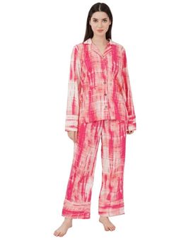 Urban Sundari - Pink Cotton Blend Regular Printed Nightsuit Set