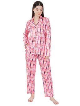 Urban Sundari - Pink Satin Regular Printed Nightsuit Set