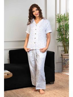 Urban Sundari - White Organic Regular Printed Nightsuit Set