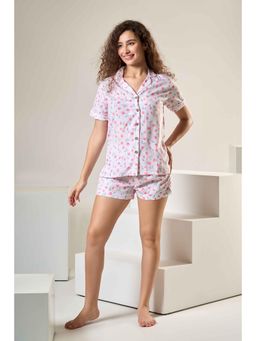 Urban Sundari - White Satin Regular Printed Nightsuit Set