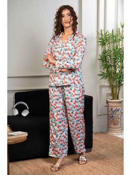 Urban Sundari - Ivory Satin Regular Printed Nightsuit Set