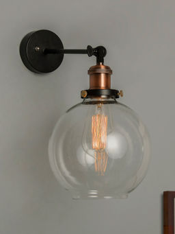 Homesake - Glass Globe Wall Lamp Copper Loft Swing Light