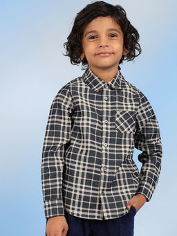 The Tribe Kids - Boys Black Cotton Checks Casual Shirt
