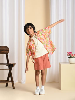 The Tribe Kids - Boys Multi-Color Flower Print Cotton Shirt