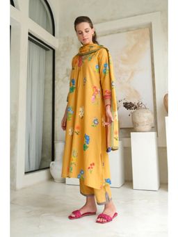 Roza - Pret Mustard Printed Marigold Dupatta